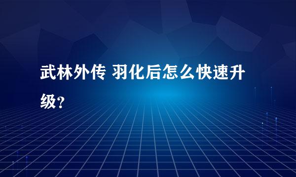 武林外传 羽化后怎么快速升级？