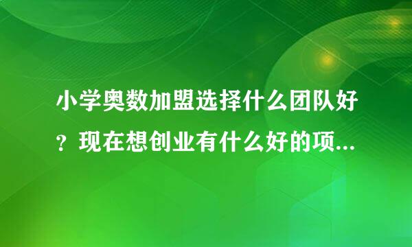 小学奥数加盟选择什么团队好？现在想创业有什么好的项目可以做？