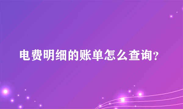 电费明细的账单怎么查询？