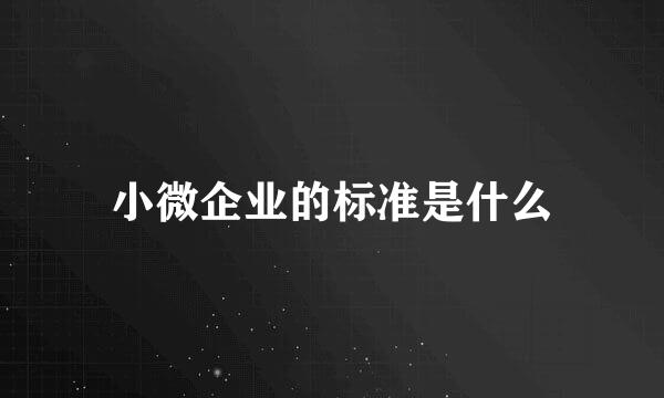 小微企业的标准是什么