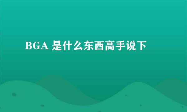 BGA 是什么东西高手说下