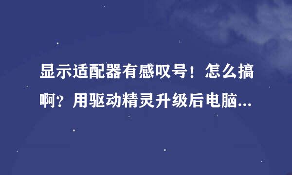 显示适配器有感叹号！怎么搞啊？用驱动精灵升级后电脑就黑屏了，开不了机！！！