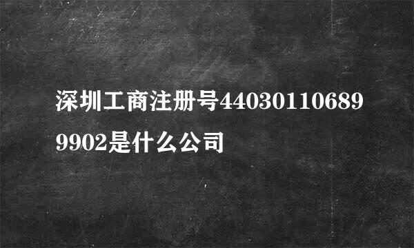 深圳工商注册号440301106899902是什么公司