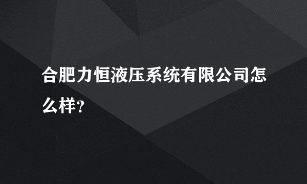 合肥力恒液压系统有限公司怎么样？