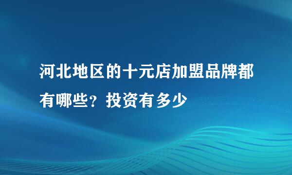 河北地区的十元店加盟品牌都有哪些？投资有多少