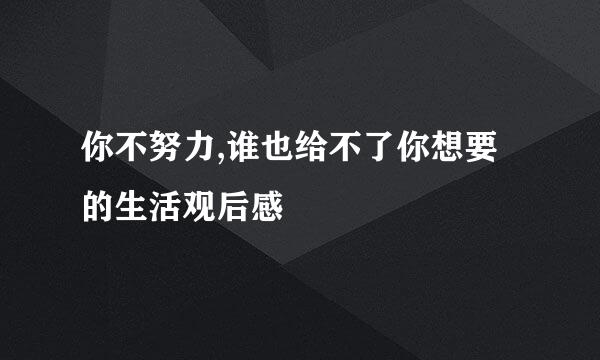 你不努力,谁也给不了你想要的生活观后感