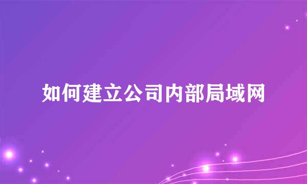 如何建立公司内部局域网