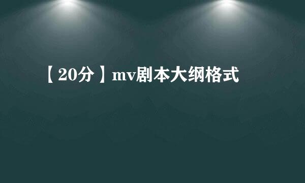 【20分】mv剧本大纲格式