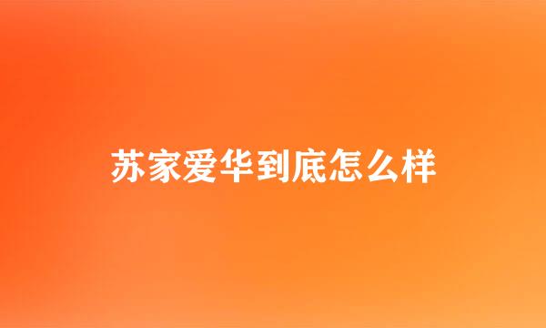 苏家爱华到底怎么样