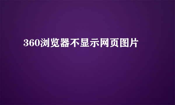 360浏览器不显示网页图片