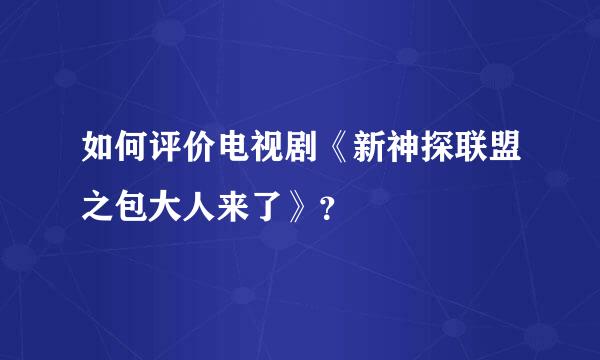 如何评价电视剧《新神探联盟之包大人来了》？