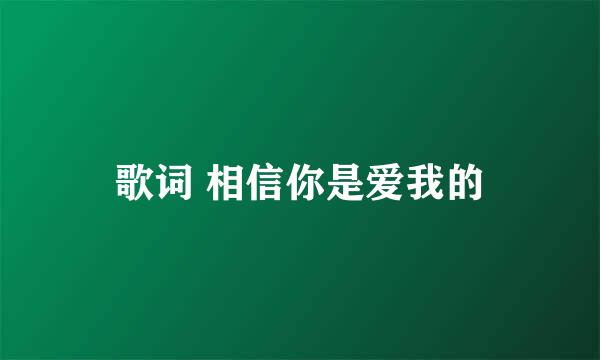 歌词 相信你是爱我的