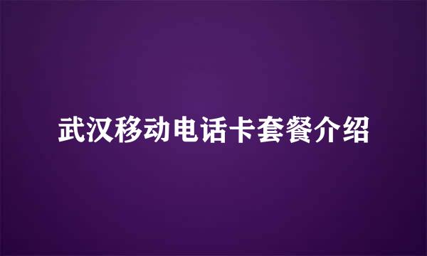 武汉移动电话卡套餐介绍