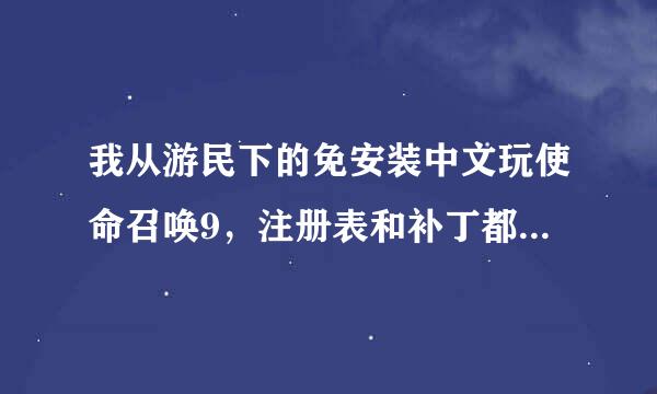 我从游民下的免安装中文玩使命召唤9，注册表和补丁都打了，可是还是开始之后就黑屏