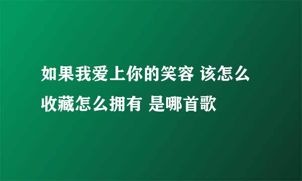 如果我爱上你的笑容 该怎么收藏怎么拥有 是哪首歌