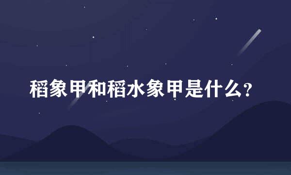 稻象甲和稻水象甲是什么？