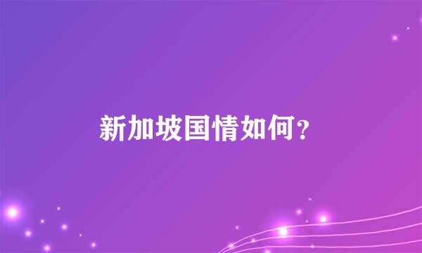 新加坡国情如何？