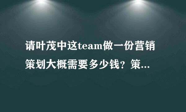 请叶茂中这team做一份营销策划大概需要多少钱？策划内容具体都有什么呢？就在县级市开电影院的小项目。