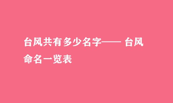 台风共有多少名字—— 台风命名一览表