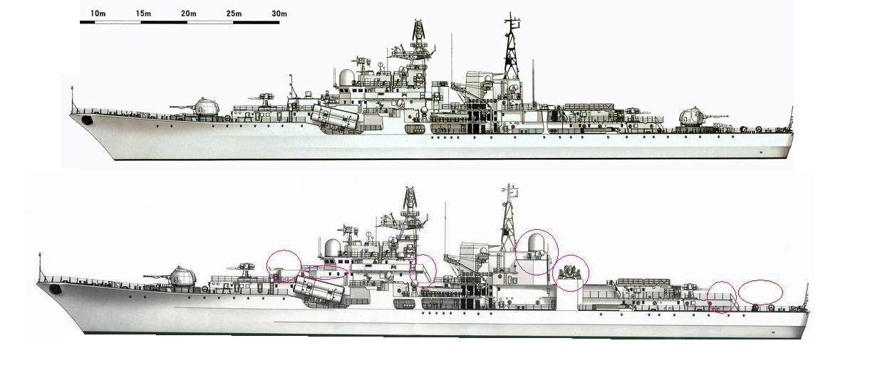 中国现代级驱逐舰前后两级有什么区别(带图)