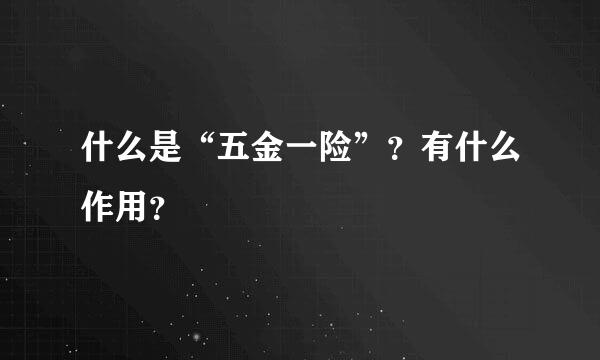 什么是“五金一险”？有什么作用？