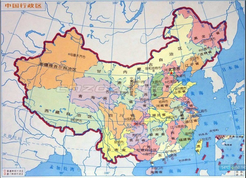 中国地图简图我需要一张中国行政地图简图，只要标注省市就可以，其他的县，铁路公路等都不要