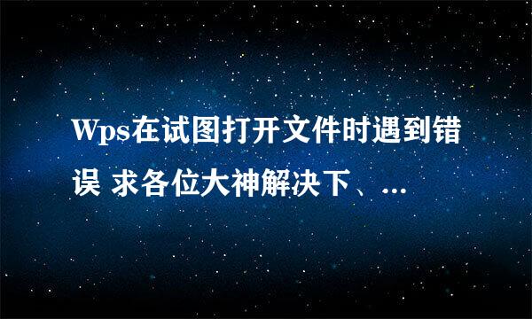 Wps在试图打开文件时遇到错误 求各位大神解决下、非常重要的资料？