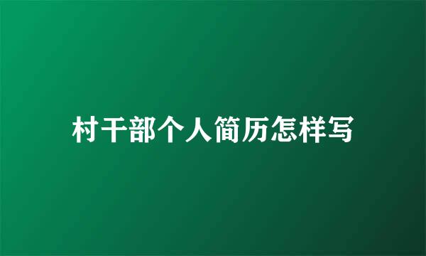 村干部个人简历怎样写