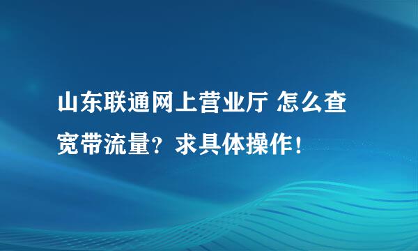 山东联通网上营业厅 怎么查宽带流量？求具体操作！