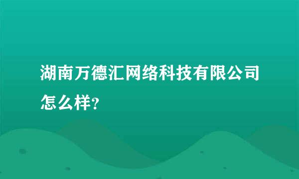 湖南万德汇网络科技有限公司怎么样？