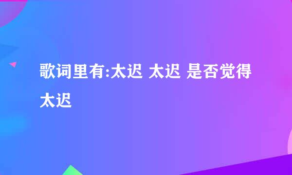 歌词里有:太迟 太迟 是否觉得太迟