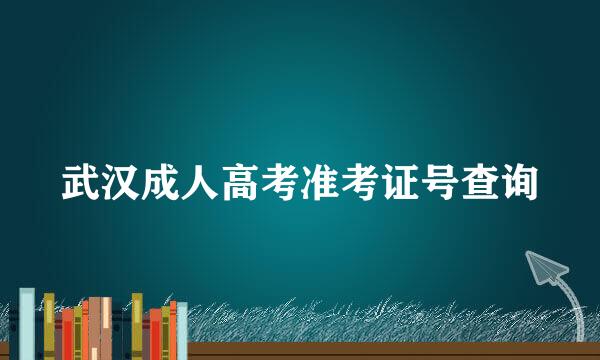 武汉成人高考准考证号查询