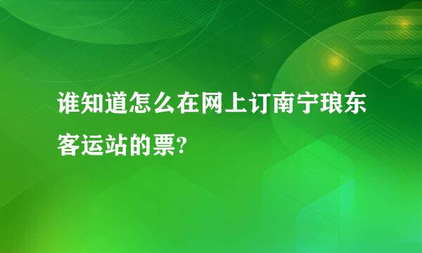 谁知道怎么在网上订南宁琅东客运站的票?