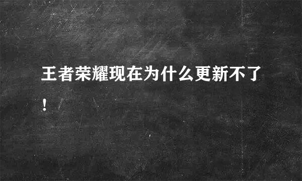 王者荣耀现在为什么更新不了！