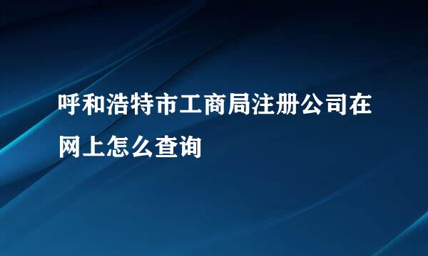 呼和浩特市工商局注册公司在网上怎么查询