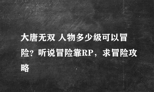 大唐无双 人物多少级可以冒险？听说冒险靠RP，求冒险攻略