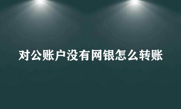 对公账户没有网银怎么转账