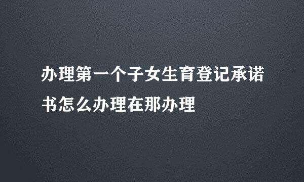 办理第一个子女生育登记承诺书怎么办理在那办理