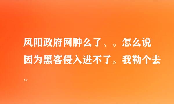 凤阳政府网肿么了、。怎么说因为黑客侵入进不了。我勒个去。