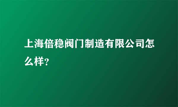 上海倍稳阀门制造有限公司怎么样？