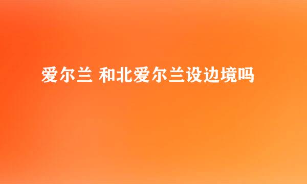 爱尔兰 和北爱尔兰设边境吗