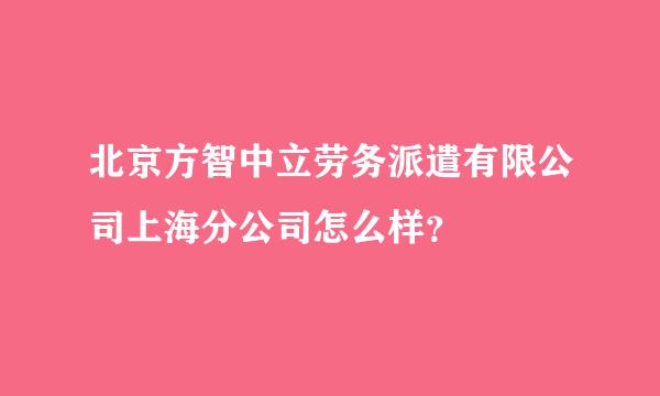 北京方智中立劳务派遣有限公司上海分公司怎么样？