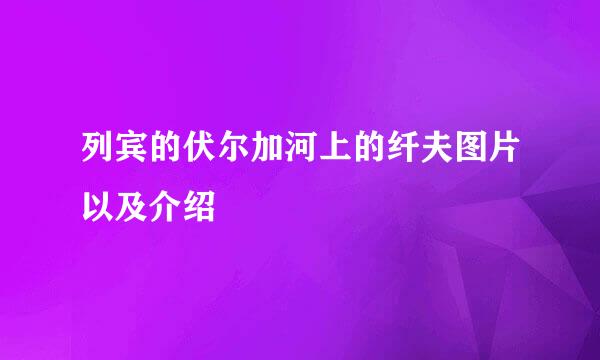 列宾的伏尔加河上的纤夫图片以及介绍