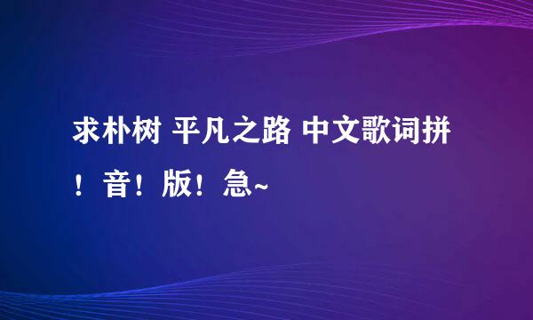 求朴树 平凡之路 中文歌词拼！音！版！急~