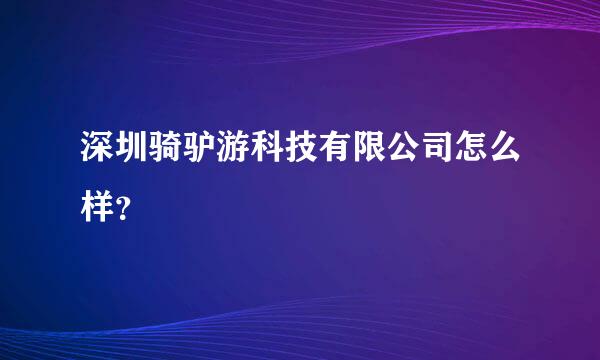 深圳骑驴游科技有限公司怎么样？