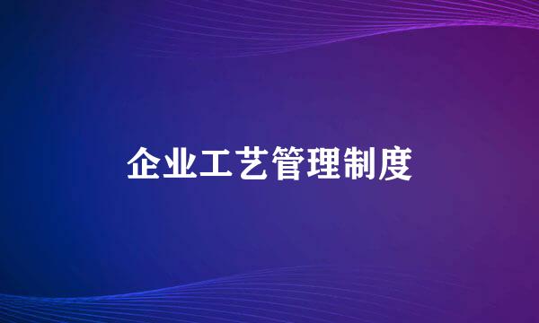 企业工艺管理制度