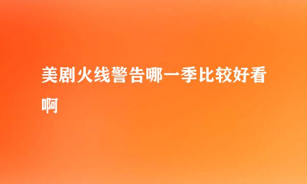 美剧火线警告哪一季比较好看啊