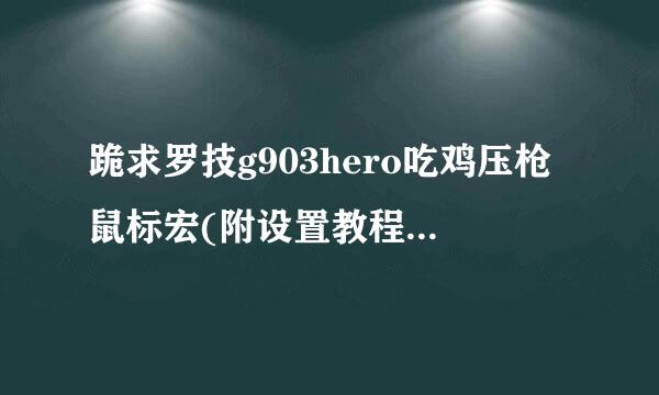 跪求罗技g903hero吃鸡压枪鼠标宏(附设置教程) V9.02.65 中文版软件百度云资源