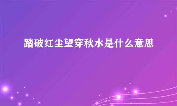 踏破红尘望穿秋水是什么意思