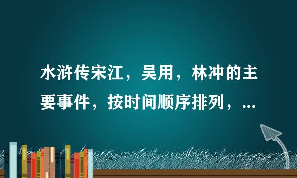 水浒传宋江，吴用，林冲的主要事件，按时间顺序排列，描述略微详细一些